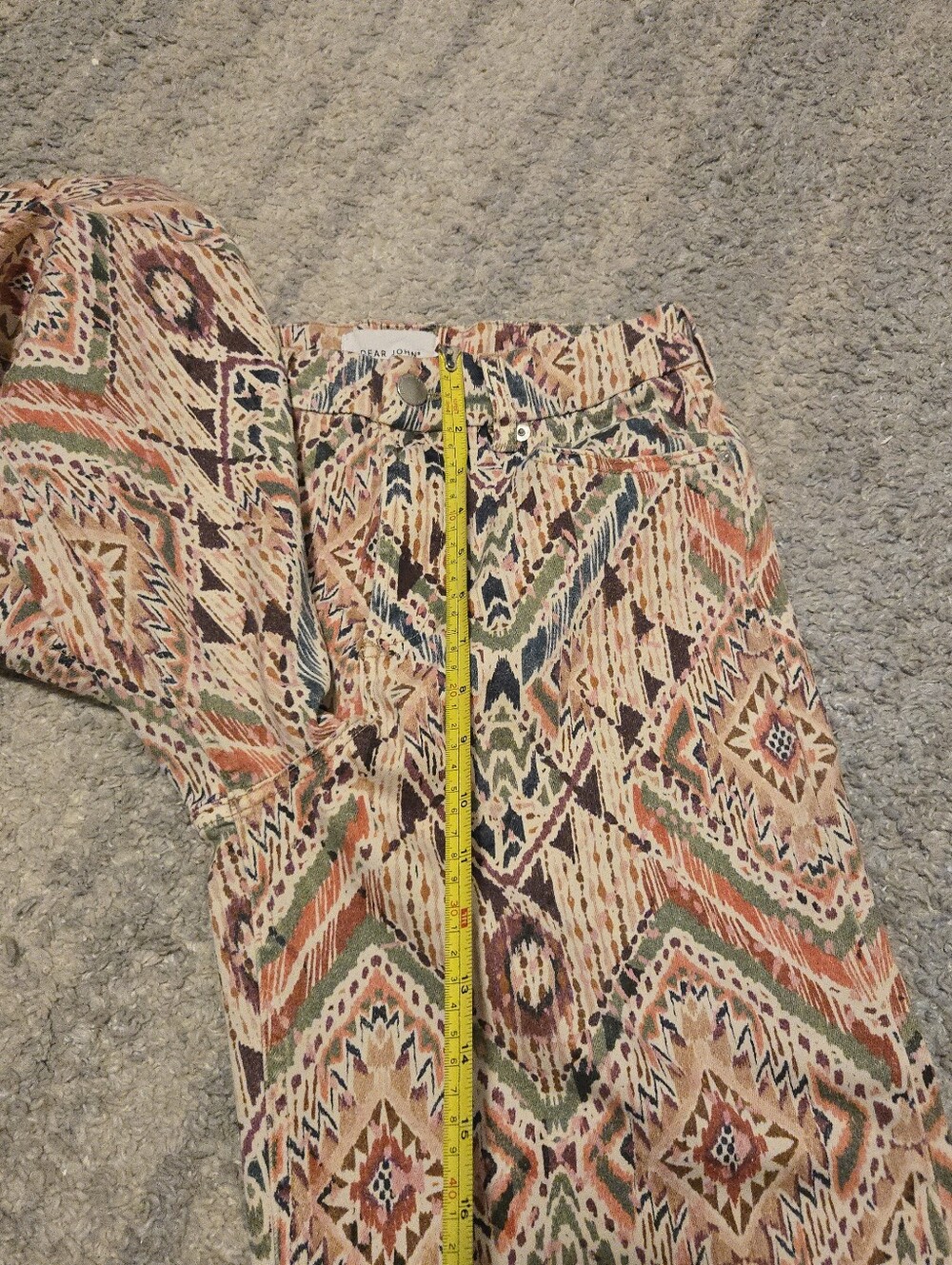 Dear John Audrey Wide Leg Pants Sz 27 Boho Ikat Southwestern Aztec Crop Crop Jea - Picture 7 of 10